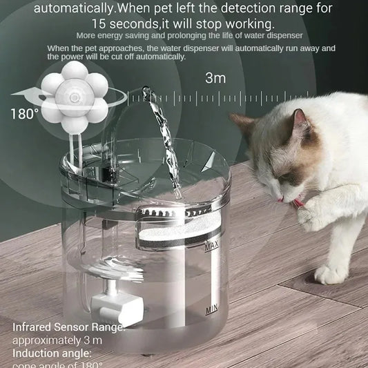 Pet automatic water dispenser, cat and dog sensing drinking water flow fountain filter, automatic circulation pet drinking water