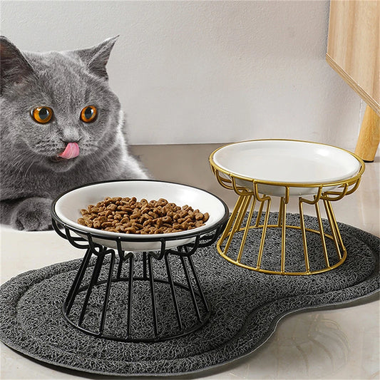 Cat Lift Bowl Metal Stand Pet Food Snacks Feeding Elevated Feeder Kitten Puppy Dish Dog Supplies Accessories