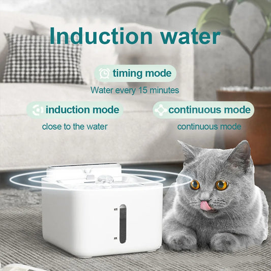 Pet Water Fountain Filter, Wireless Sensor Drinker, Pet Feeder for Cat and Dog, Water Dispenser, Auto Drinking Fountain