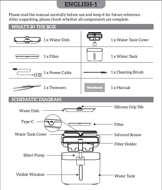 Pet Water Fountain Filter, Wireless Sensor Drinker, Pet Feeder for Cat and Dog, Water Dispenser, Auto Drinking Fountain