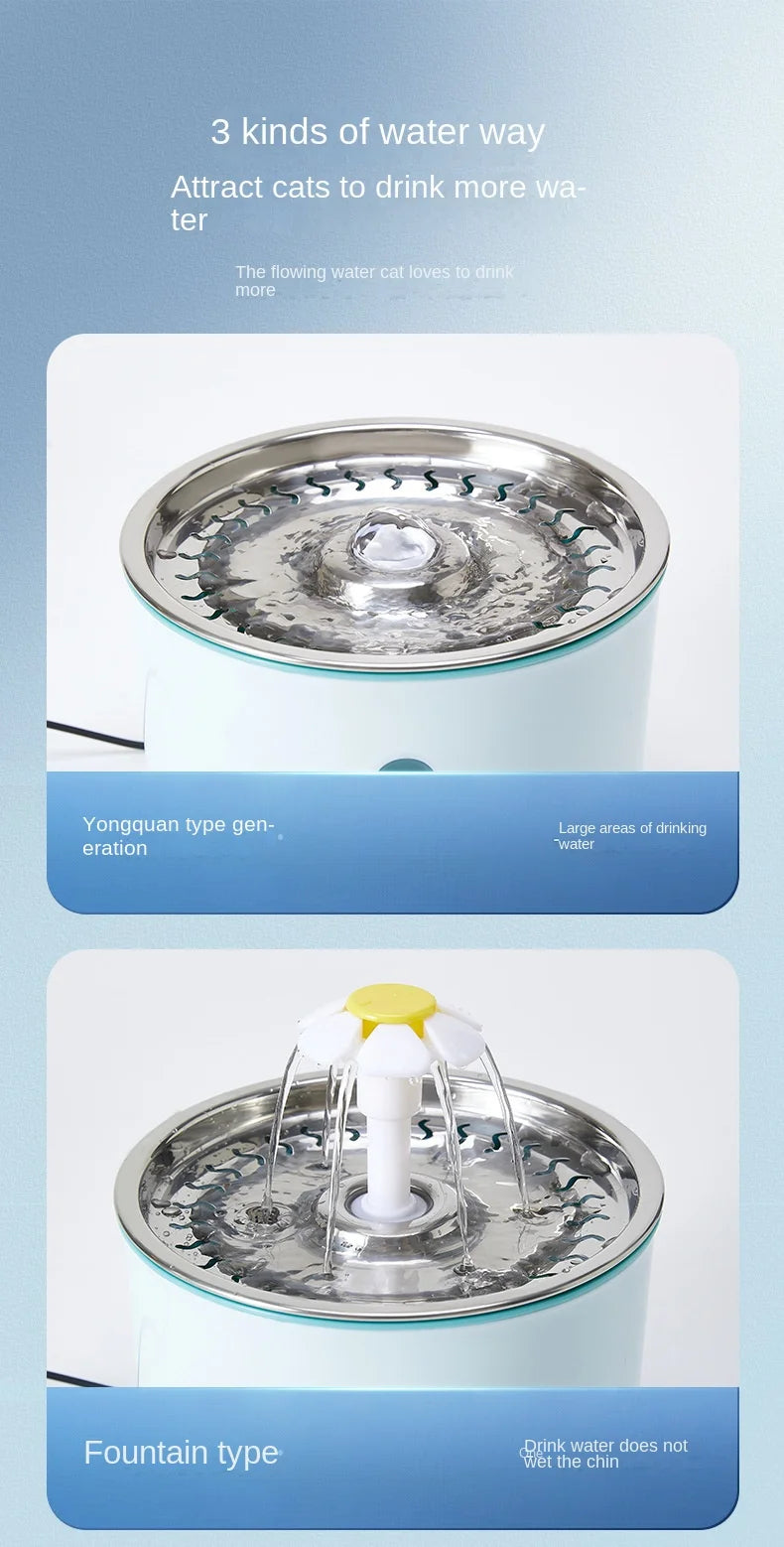 Pet Smart Water Dispenser Automatic Circulating Live Water Drinking Water Purification Filtration Cat Bass Water Feeder Water Bowl Combination