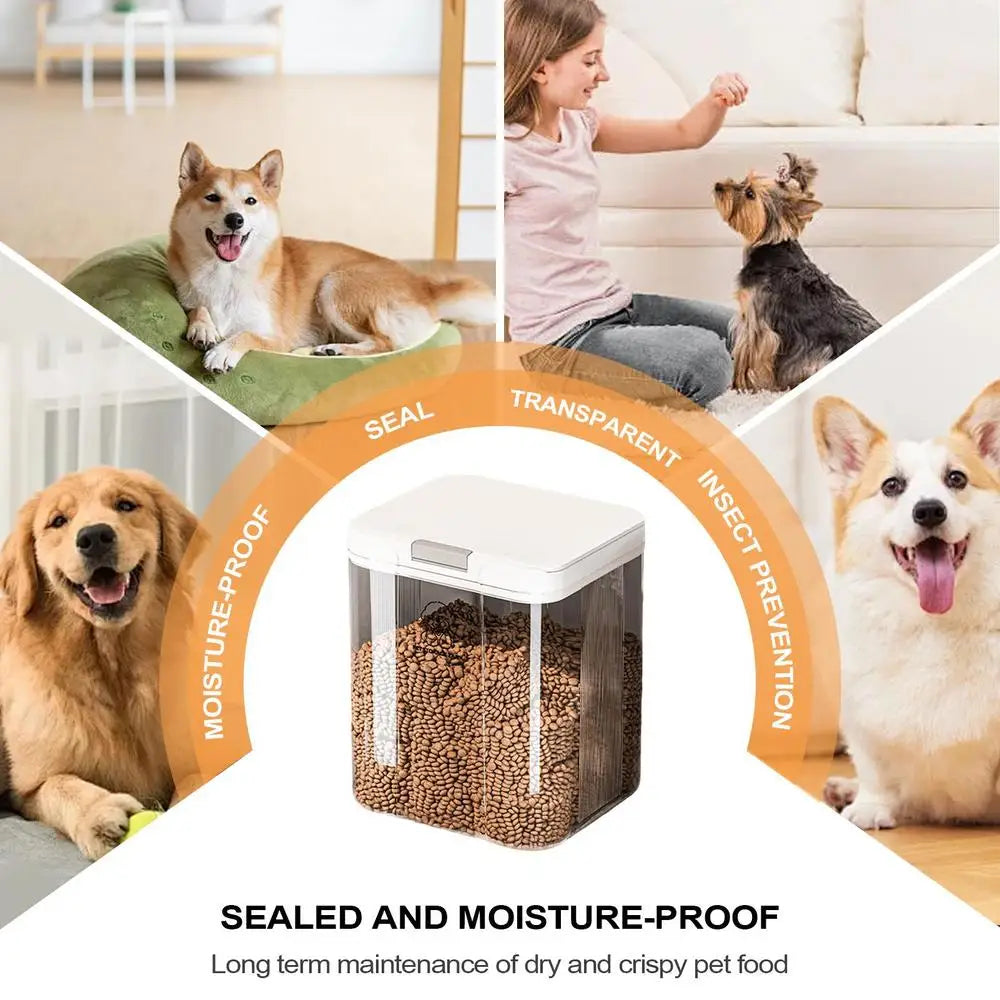 Cat Food Bin Easy Access Dog Food Container Airtight Transparent Stackable 5L Bucket for Homes Pantries Kitchens Organizing