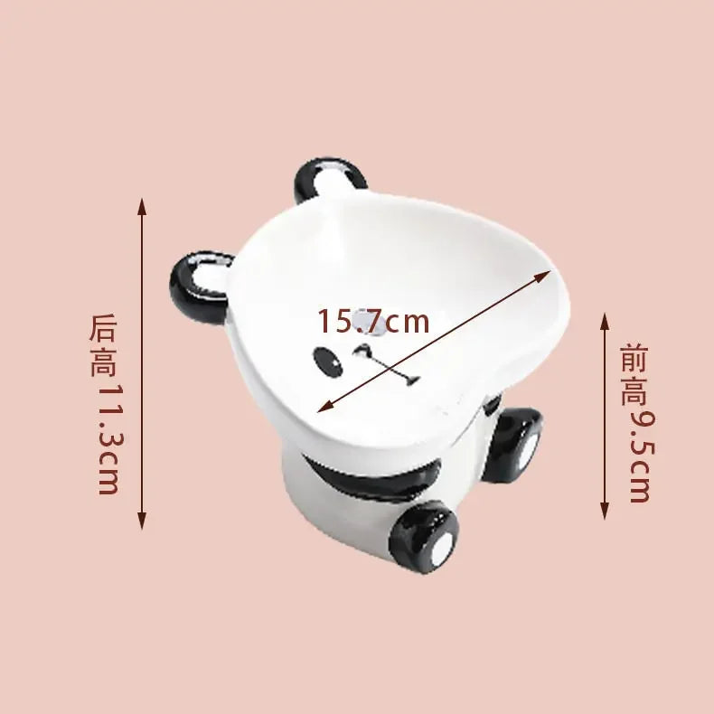 Cute Cartoon Animal Series Ceramic Cat Bowl Tall Food Bowl Neck Guard for Cats to Drink Water to Prevent Dogs from Overturning