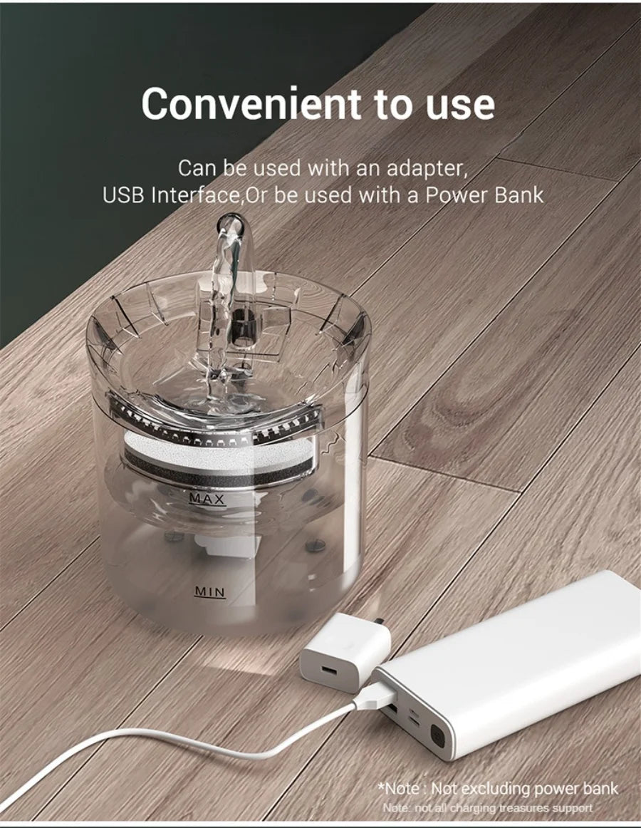 Pet automatic water dispenser, cat and dog sensing drinking water flow fountain filter, automatic circulation pet drinking water