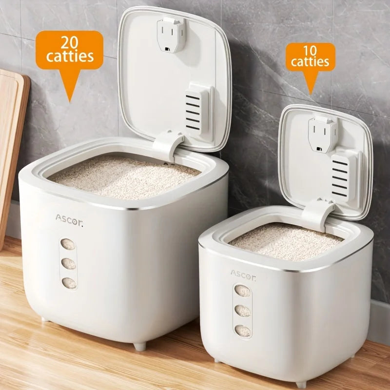 Large Capacity Airtight M Bucket，Pet Food Storage Container for Cats and Dogs，Can Also Hold Rice、Grain、Wheat flour, etc，Classic