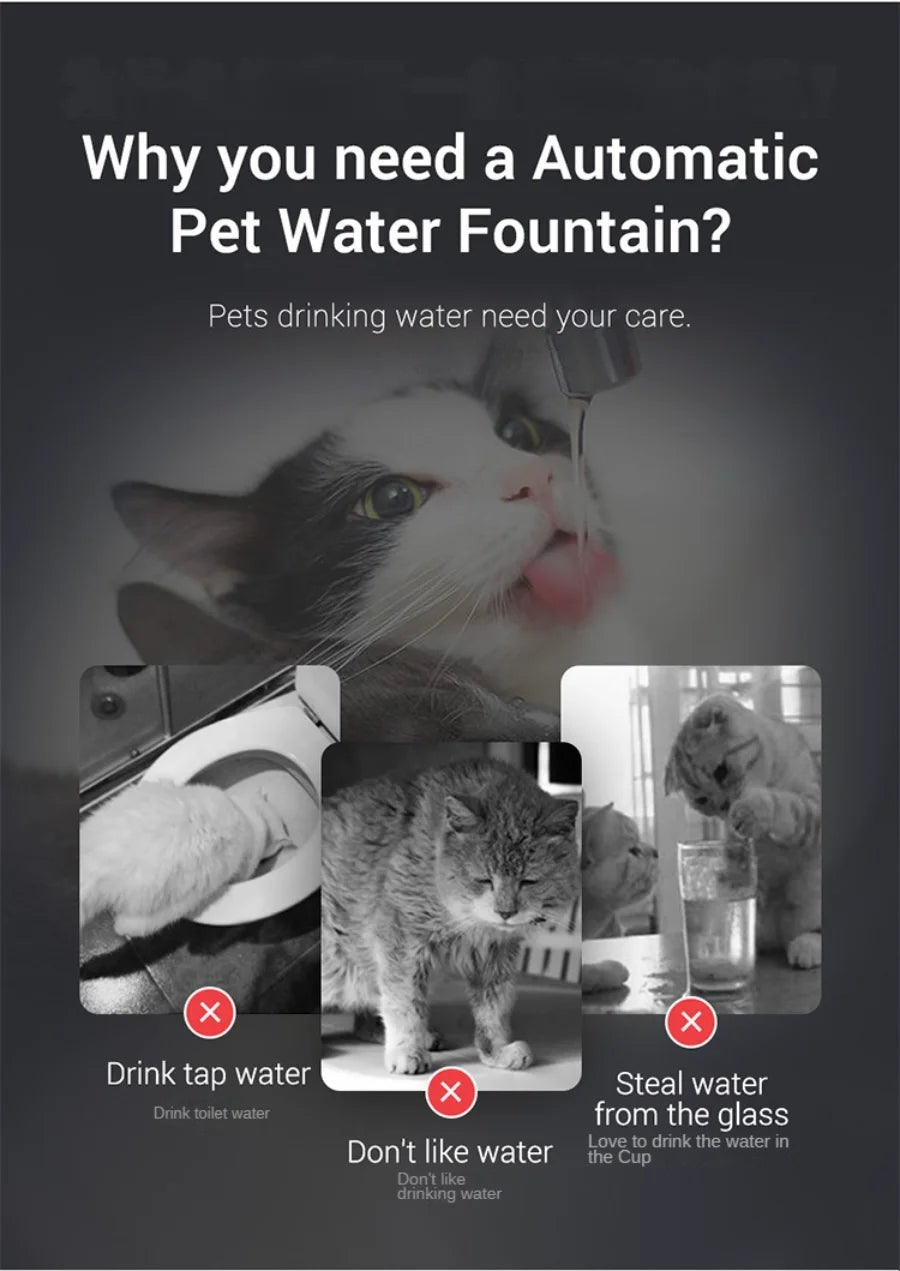 Pet automatic water dispenser, cat and dog sensing drinking water flow fountain filter, automatic circulation pet drinking water
