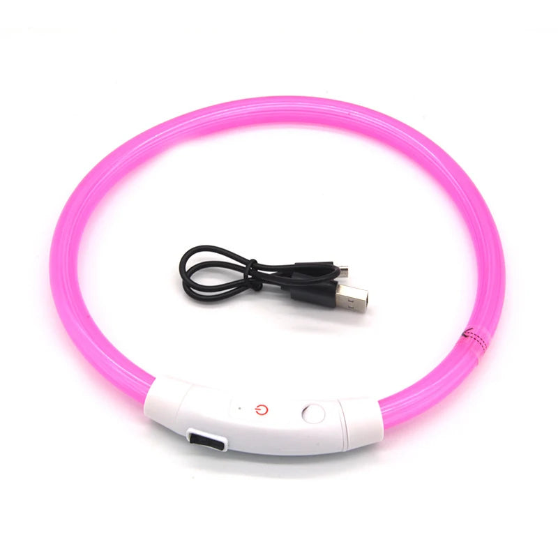 LED Fiber Optic Collar for Pets Luminous Collar USB Rechargeable Anti-lost Light Luminous Dog Accessories Outdoor Products