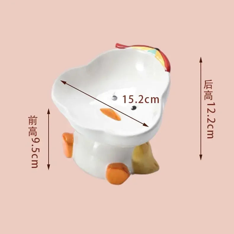 Cute Cartoon Animal Series Ceramic Cat Bowl Tall Food Bowl Neck Guard for Cats to Drink Water to Prevent Dogs from Overturning