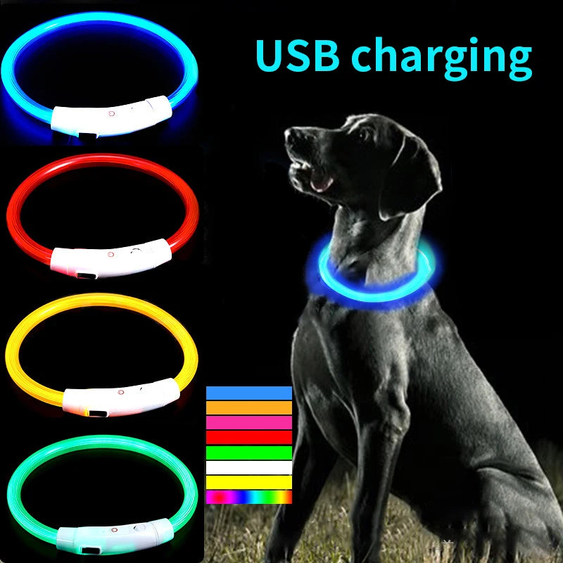 LED Fiber Optic Collar for Pets Luminous Collar USB Rechargeable Anti-lost Light Luminous Dog Accessories Outdoor Products