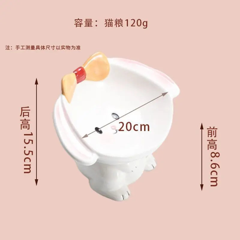 Cute Cartoon Animal Series Ceramic Cat Bowl Tall Food Bowl Neck Guard for Cats to Drink Water to Prevent Dogs from Overturning