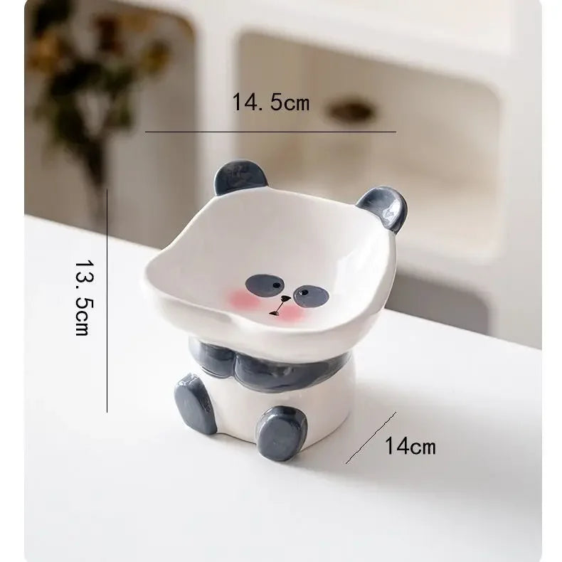 Cute Cartoon Animal Series Ceramic Cat Bowl Tall Food Bowl Neck Guard for Cats to Drink Water to Prevent Dogs from Overturning