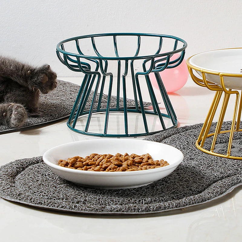 Cat Lift Bowl  Metal Stand Pet Food Snacks Feeding Elevated Feeder Kitten Puppy Dish Dog Supplies Accessories