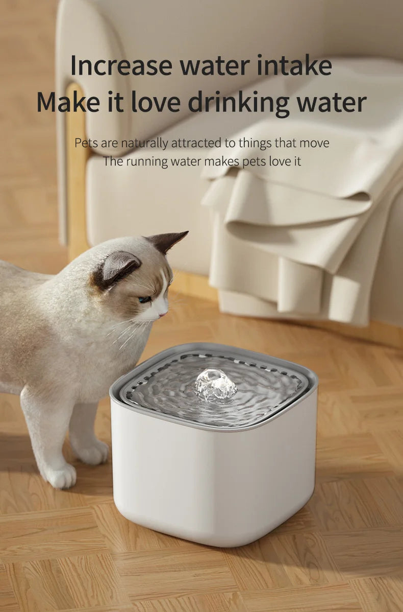 101oz/3L Pet Water Fountain Automatic Induction Circulating Filtering Cat Water Drinker USB Electric Mute Cats Water Dispenser