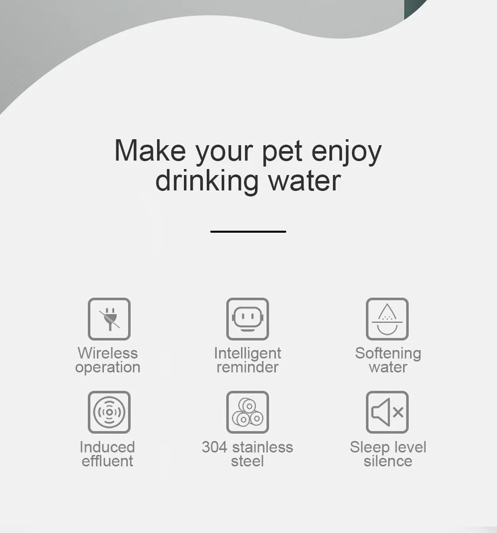 Pet Water Fountain Filter, Wireless Sensor Drinker, Pet Feeder for Cat and Dog, Water Dispenser, Auto Drinking Fountain