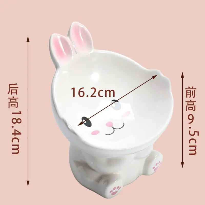 Cute Cartoon Animal Series Ceramic Cat Bowl Tall Food Bowl Neck Guard for Cats to Drink Water to Prevent Dogs from Overturning