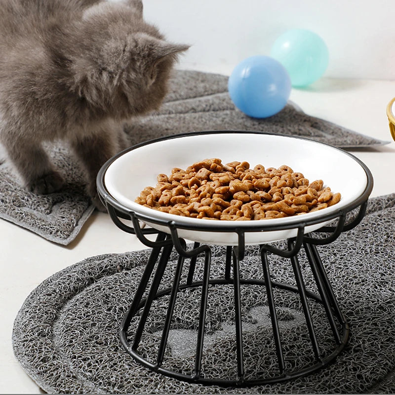 Cat Lift Bowl  Metal Stand Pet Food Snacks Feeding Elevated Feeder Kitten Puppy Dish Dog Supplies Accessories