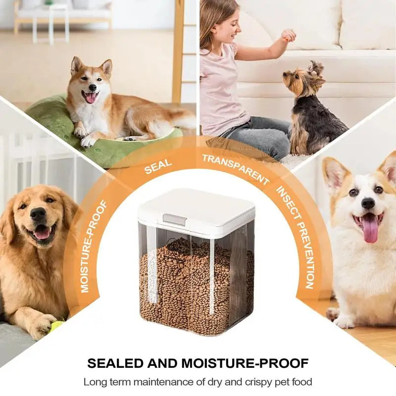 Cat Food Bin Easy Access Dog Food Container Airtight Transparent Stackable 5L Bucket for Homes Pantries Kitchens Organizing