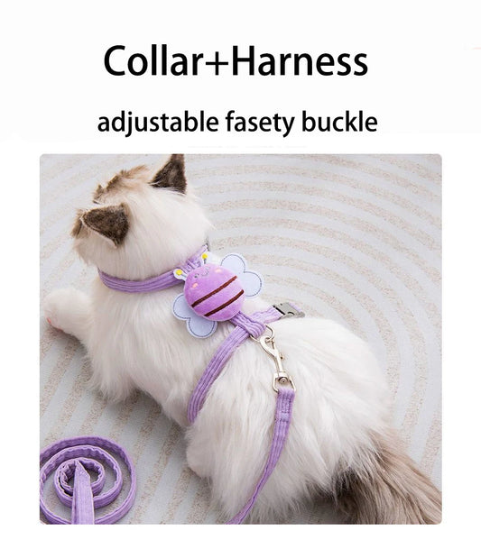Cat Harness Cute Bee Style Pet Harnesses And Leashes Set Adjustable Harness for Cats Small Dogs Pug Chihuahua Cat Accessories