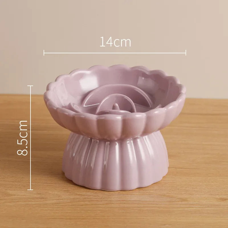 Cat Food Bowl Ceramic Elevated Cats Small Dogs Slow Feed Bowls Anti-choking Pet Eating Feeders Anti-gulping Puppy Supplies