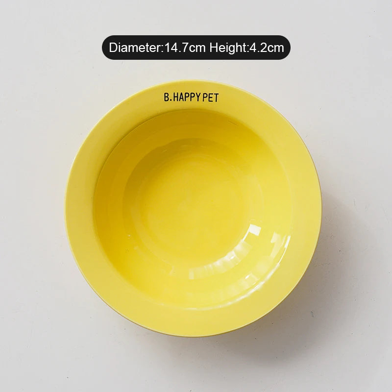 Cat Food Bowl with Wood Holder Stand Flower Shaped Ceramic Food Dish Water Bowl Cat Feeding Drinking Plates Multi Color