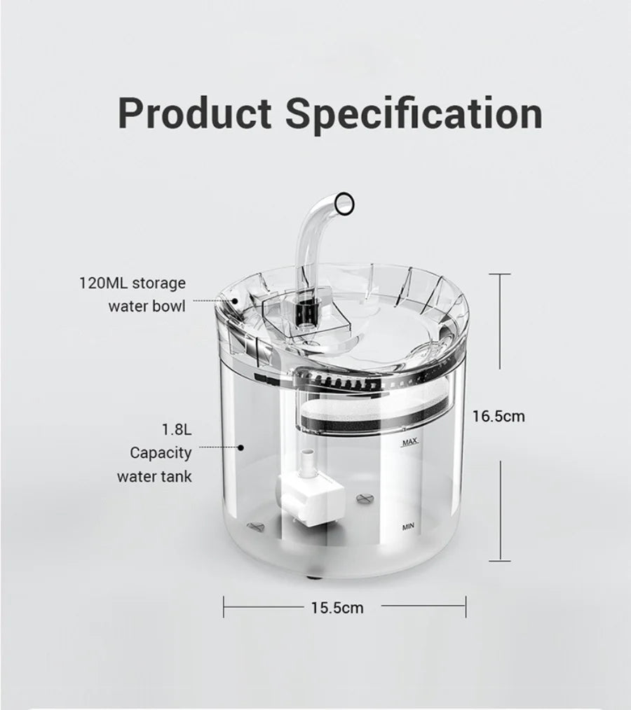 Pet automatic water dispenser, cat and dog sensing drinking water flow fountain filter, automatic circulation pet drinking water