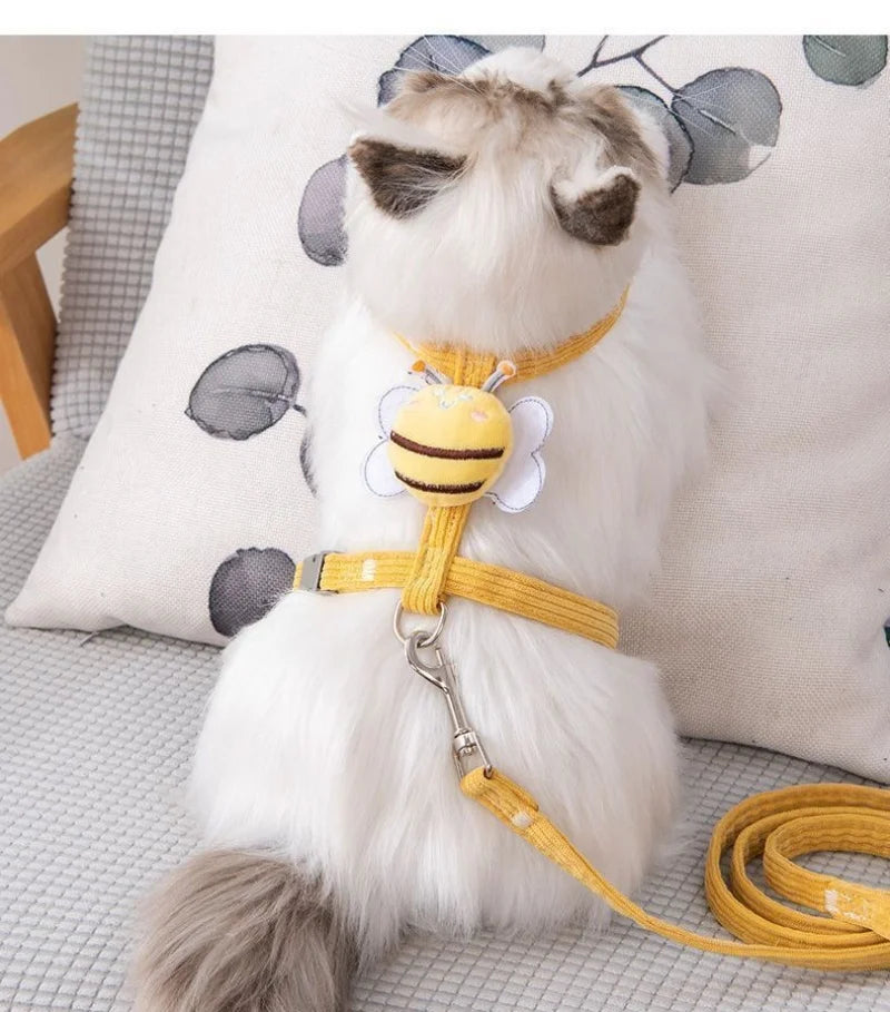 Cat Harness Cute Bee Style Pet Harnesses And Leashes Set Adjustable Harness for Cats Small Dogs Pug Chihuahua Cat Accessories
