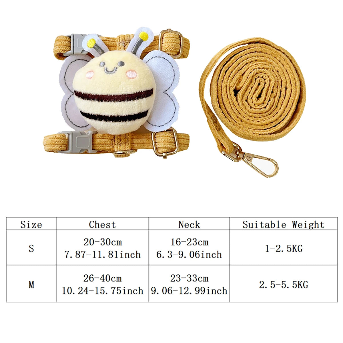 Cat Harness Cute Bee Style Pet Harnesses And Leashes Set Adjustable Harness for Cats Small Dogs Pug Chihuahua Cat Accessories