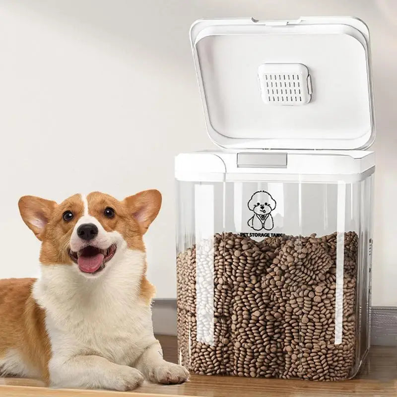 Cat Food Bin Easy Access Dog Food Container Airtight Transparent Stackable 5L Bucket for Homes Pantries Kitchens Organizing