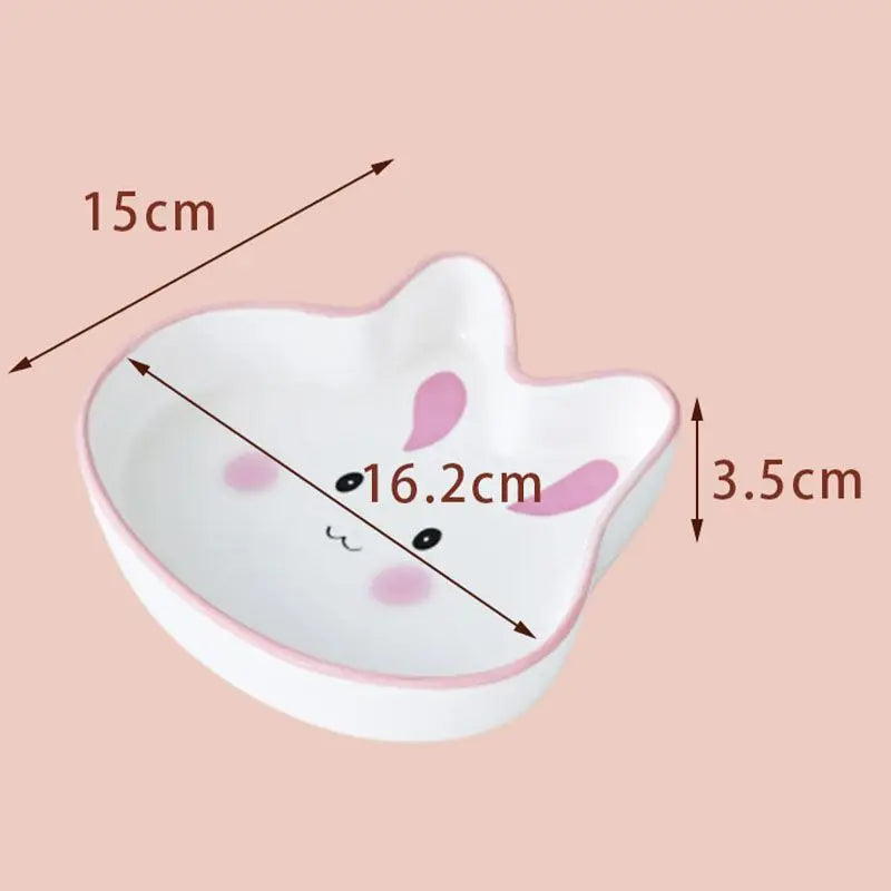 Cute Cartoon Animal Series Ceramic Cat Bowl Tall Food Bowl Neck Guard for Cats to Drink Water to Prevent Dogs from Overturning