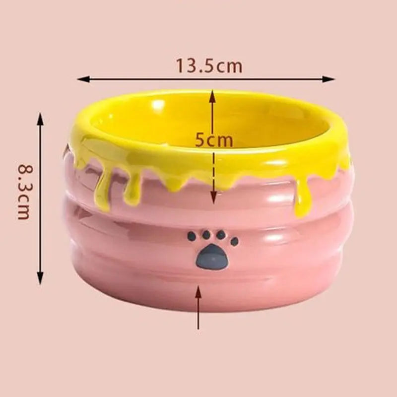 Cute Cartoon Animal Series Ceramic Cat Bowl Tall Food Bowl Neck Guard for Cats to Drink Water to Prevent Dogs from Overturning