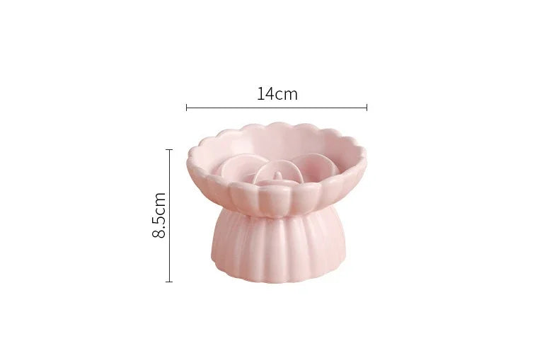 Cat Food Bowl Ceramic Elevated Cats Small Dogs Slow Feed Bowls Anti-choking Pet Eating Feeders Anti-gulping Puppy Supplies