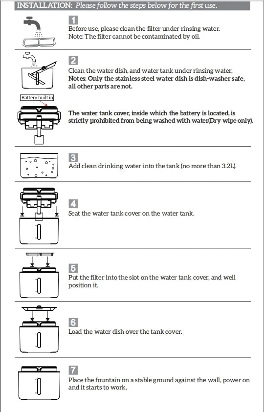 Pet Water Fountain Filter, Wireless Sensor Drinker, Pet Feeder for Cat and Dog, Water Dispenser, Auto Drinking Fountain