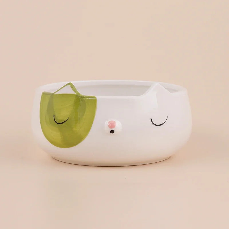 Hand Painted Ceramic Animal Bowls - Fox Cat Dog Design Eco-Friendly Porcelain