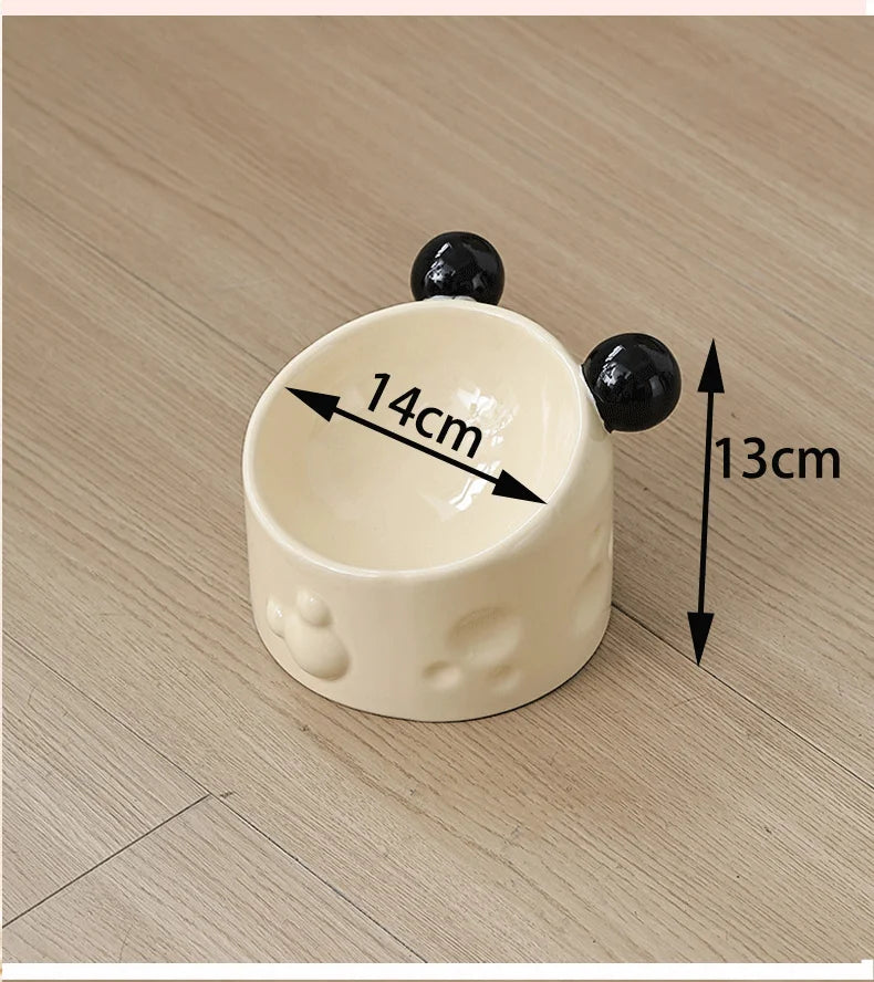 Cute Cartoon Animal Series Ceramic Cat Bowl Tall Food Bowl Neck Guard for Cats to Drink Water to Prevent Dogs from Overturning
