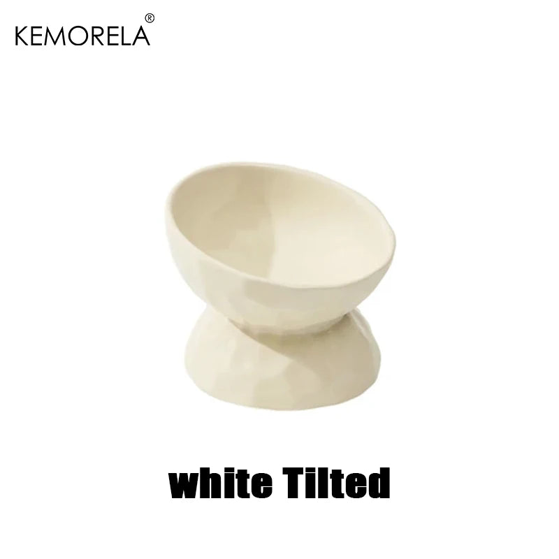 Cat Ceramic Bowl Gradient Pet Food Water Feeders Small Dogs Drinking Eating Supplies Raised Tilted Cats Puppy Feeding Supplies