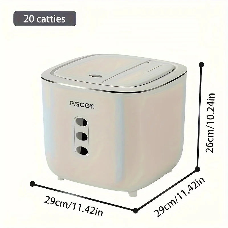 Large Capacity Airtight M Bucket，Pet Food Storage Container for Cats and Dogs，Can Also Hold Rice、Grain、Wheat flour, etc，Classic