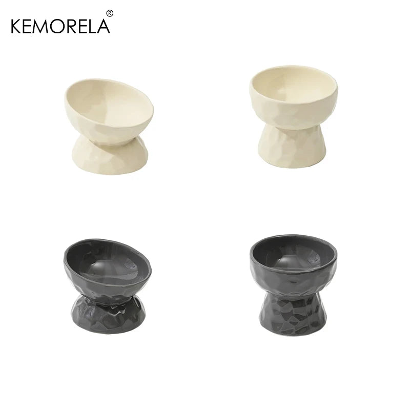 Cat Ceramic Bowl Gradient Pet Food Water Feeders Small Dogs Drinking Eating Supplies Raised Tilted Cats Puppy Feeding Supplies