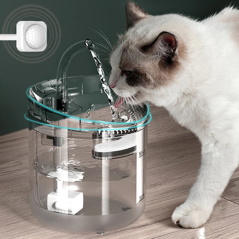 Pet automatic water dispenser, cat and dog sensing drinking water flow fountain filter, automatic circulation pet drinking water