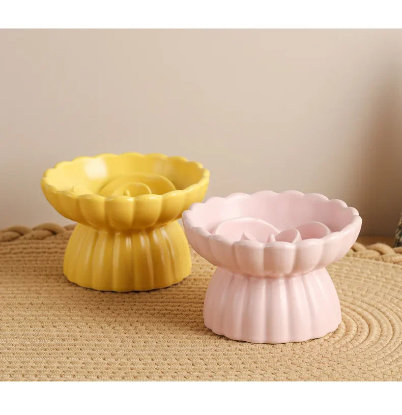 Cat Food Bowl Ceramic Elevated Cats Small Dogs Slow Feed Bowls Anti-choking Pet Eating Feeders Anti-gulping Puppy Supplies