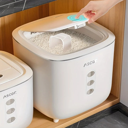 Large Capacity Airtight M Bucket，Pet Food Storage Container for Cats and Dogs，Can Also Hold Rice、Grain、Wheat flour, etc，Classic