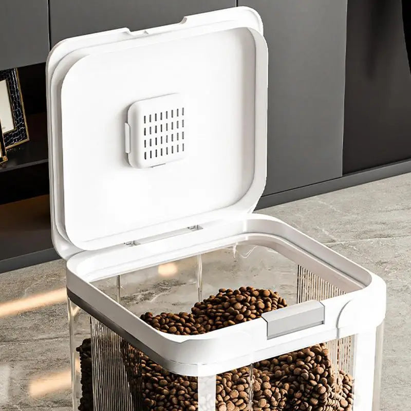Cat Food Bin Easy Access Dog Food Container Airtight Transparent Stackable 5L Bucket for Homes Pantries Kitchens Organizing