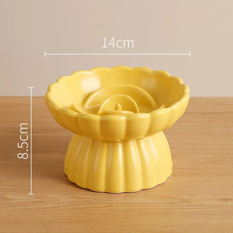 Cat Food Bowl Ceramic Elevated Cats Small Dogs Slow Feed Bowls Anti-choking Pet Eating Feeders Anti-gulping Puppy Supplies